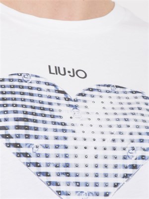 T-shirt bianca Liu Jo con cuore e strass in DONNA
