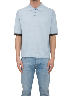 Polo celeste Armani Exchange manica riga contrasto in UOMO