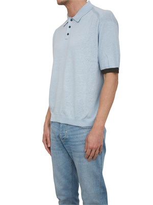 Polo celeste Armani Exchange manica riga contrasto in UOMO