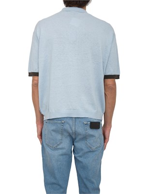 Polo celeste Armani Exchange manica riga contrasto in UOMO