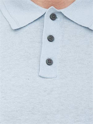 Polo celeste Armani Exchange manica riga contrasto in UOMO