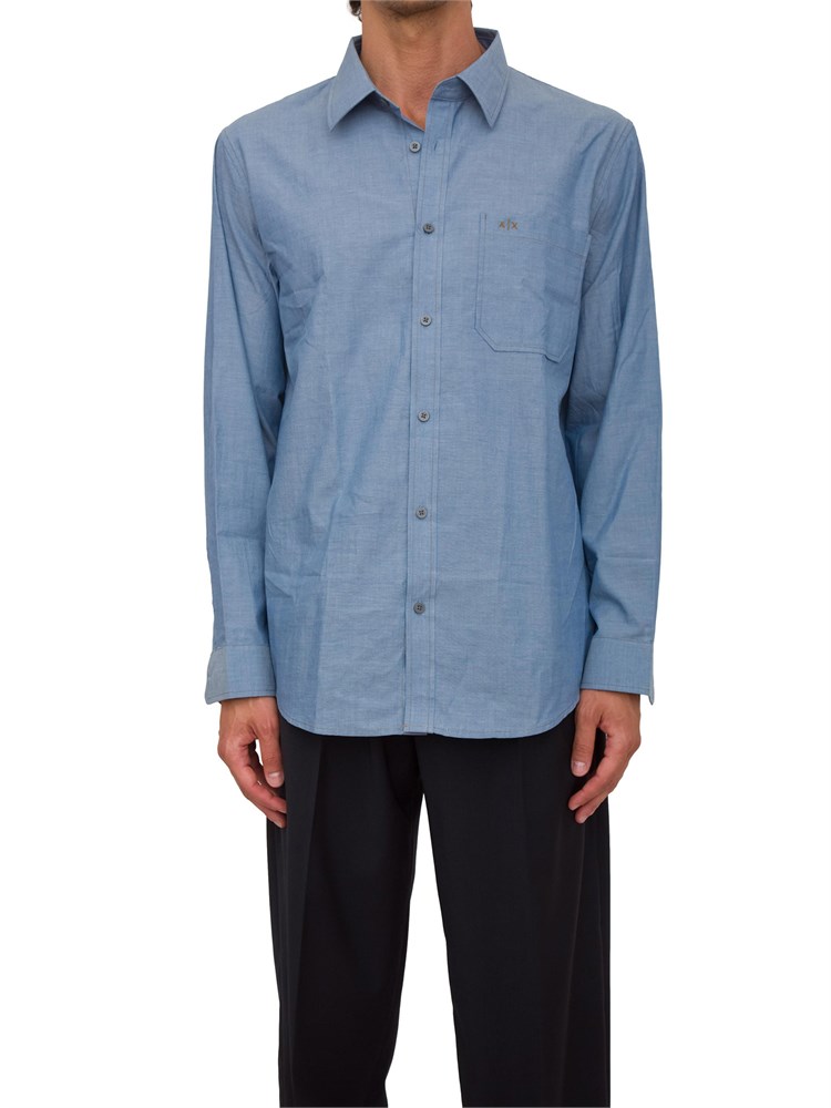 Camicia Armani Exchange azzurro in cotone