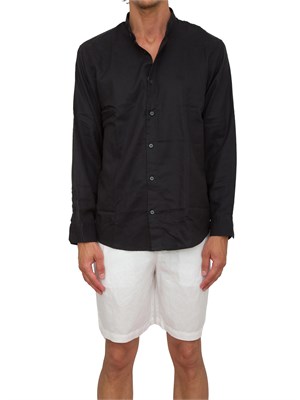 Camicia coreana  A.X. in misto lino nero in UOMO