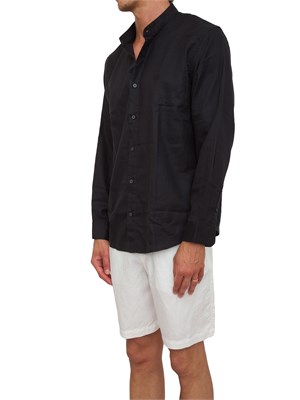 Camicia coreana  A.X. in misto lino nero in UOMO