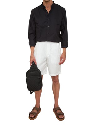 Camicia coreana  A.X. in misto lino nero in UOMO
