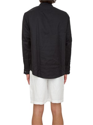 Camicia coreana  A.X. in misto lino nero in UOMO