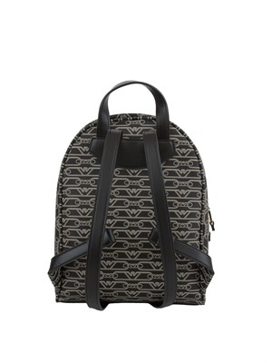 Zaino Emporio Armani stampa monogram all over nero-ecru in DONNA