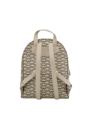 Zaino Emporio Armani stampa monogram all over ecru-nero in DONNA