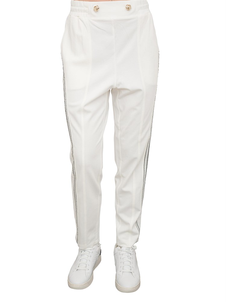Pantaloni bianchi jopgging Liu Jo dettagli maglia laterali