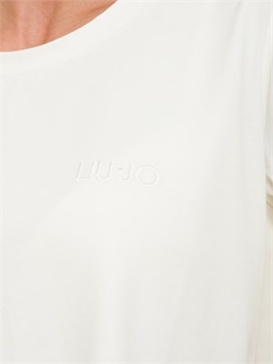 T-shirt bianca Liu Jo donna con spacchi laterali e bottoni dorati in DONNA
