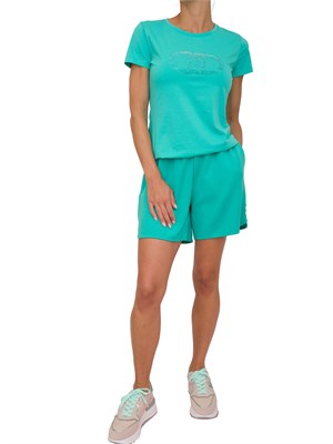 Shorts verde acqua Liu Jo donna in scuba con dettaglio gioiello sui lati in DONNA