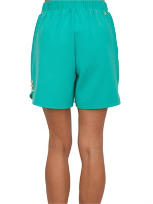 Shorts verde acqua Liu Jo donna in scuba con dettaglio gioiello sui lati in DONNA