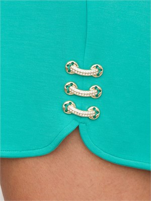 Shorts verde acqua Liu Jo donna in scuba con dettaglio gioiello sui lati in DONNA
