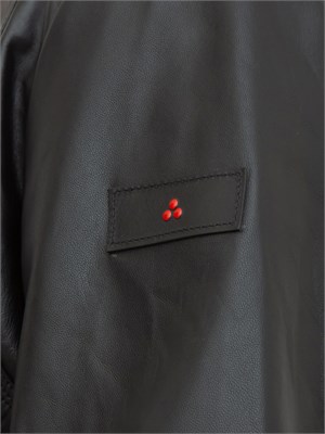 Bomber in pelle Peuterey nero con dettagli in maglina elastica in UOMO