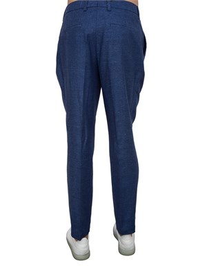 Pantaloni formali Boss in tessuto elasticizzato con micromotivo blu in UOMO