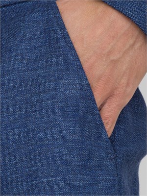 Pantaloni formali Boss in tessuto elasticizzato con micromotivo blu in UOMO
