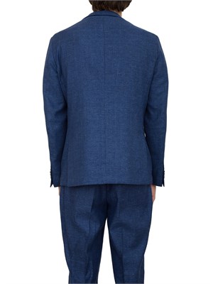 Giacca Boss in misto lino blu con micromotivo in UOMO