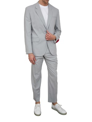 Abito Hugo extra slim fit in dobby elasticizzato effetto mohair grigio in UOMO