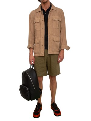 Bermuda Boss uomo in misto lino verde con coulisse in vita in UOMO