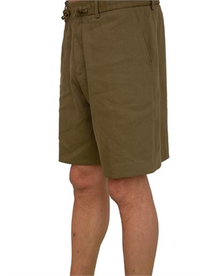 Bermuda Boss uomo in misto lino verde con coulisse in vita in UOMO