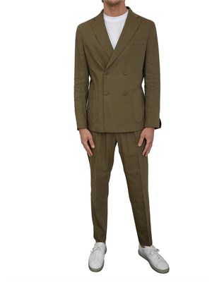 Pantaloni Boss verde con fit affusolato in misto lino in UOMO