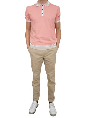 Polo rosa Peuterey in tricot di cotone con dettagli a contrasto in UOMO