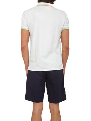 Polo Peuterey bianco in piqué di cotone stretch con dettagli fluo in UOMO