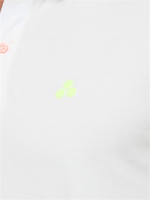 Polo Peuterey bianco in piqué di cotone stretch con dettagli fluo in UOMO
