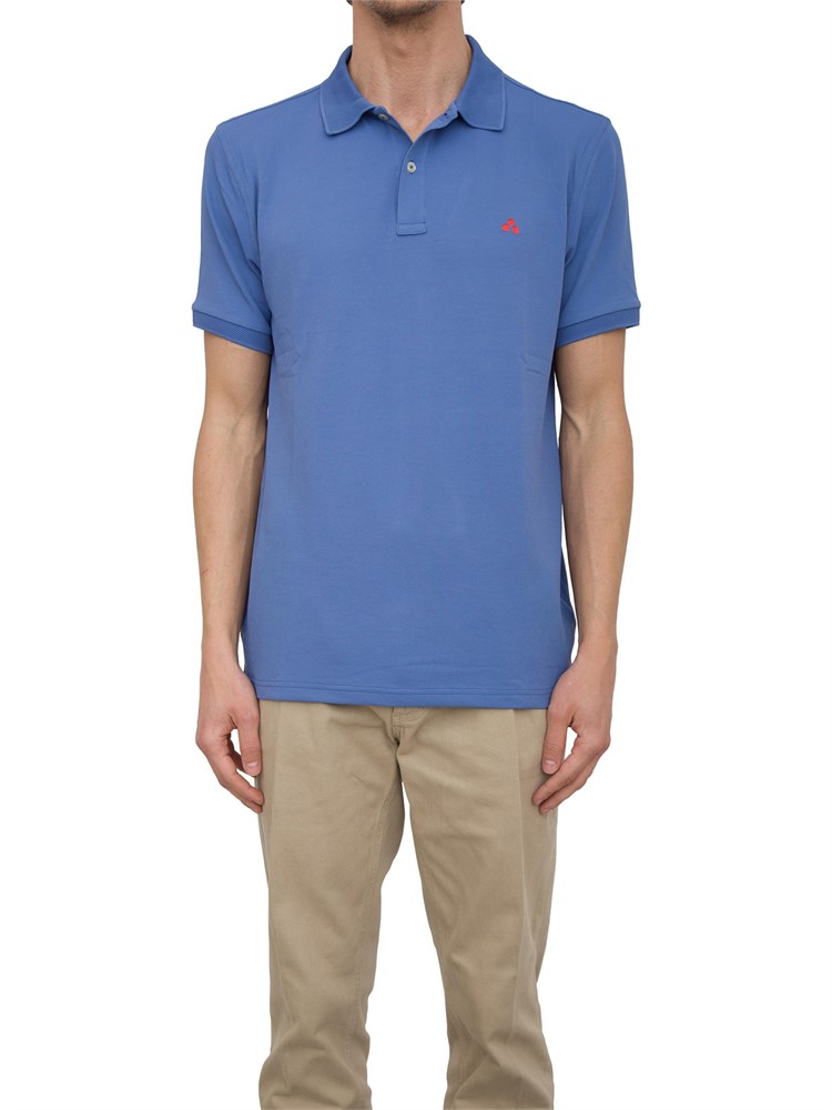 Polo azzurra Peuterey in piqué di nylon stretch ricamo logo