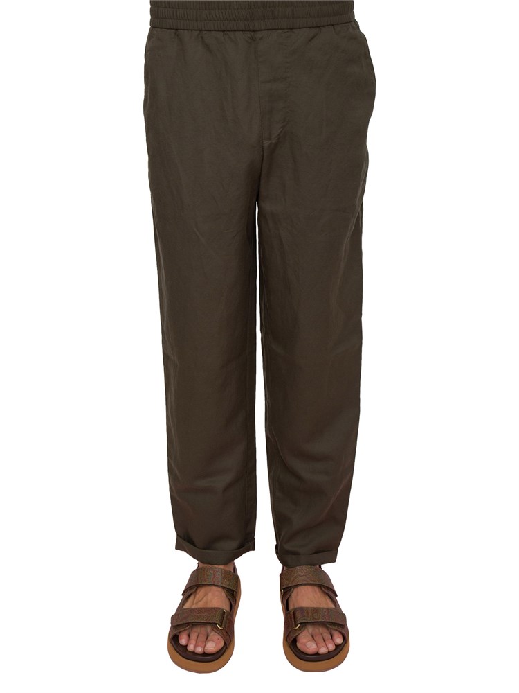 Pantaloni chino A.X. verde in misto lino