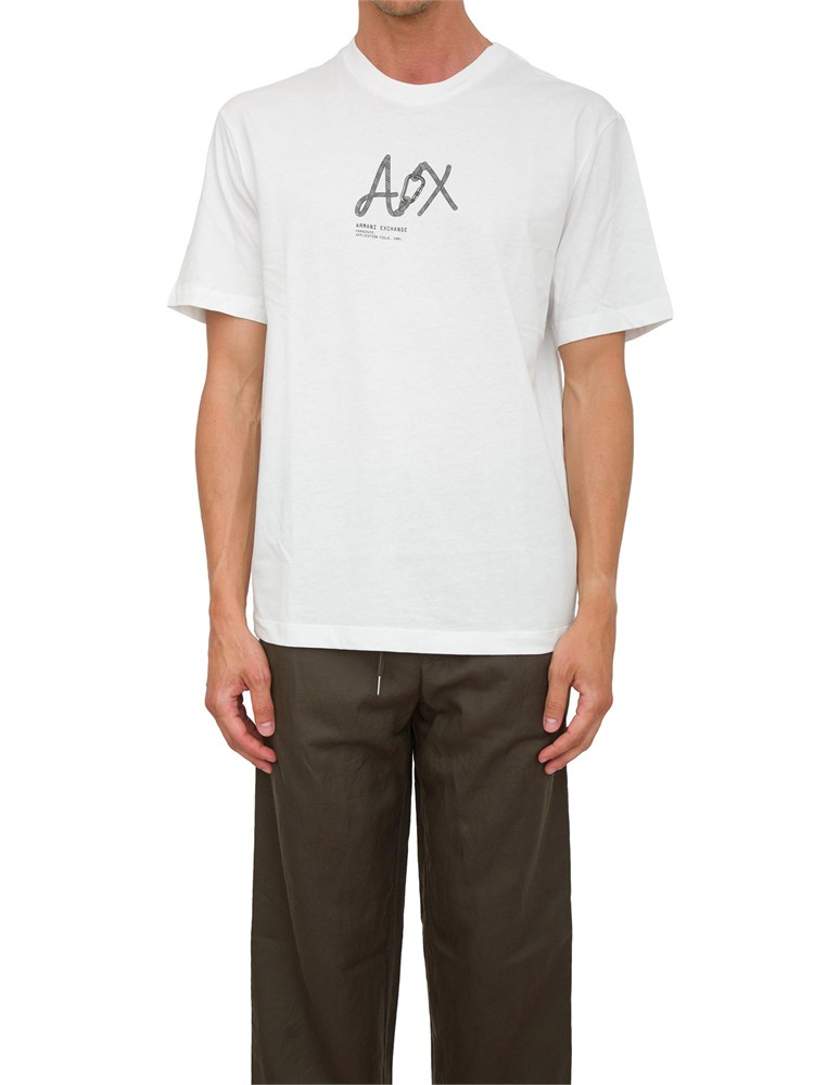 T-shirt girocollo A.X. bianco con logo