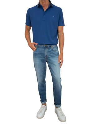 Polo Paul [and] Shark blu in tessuto con logo in UOMO