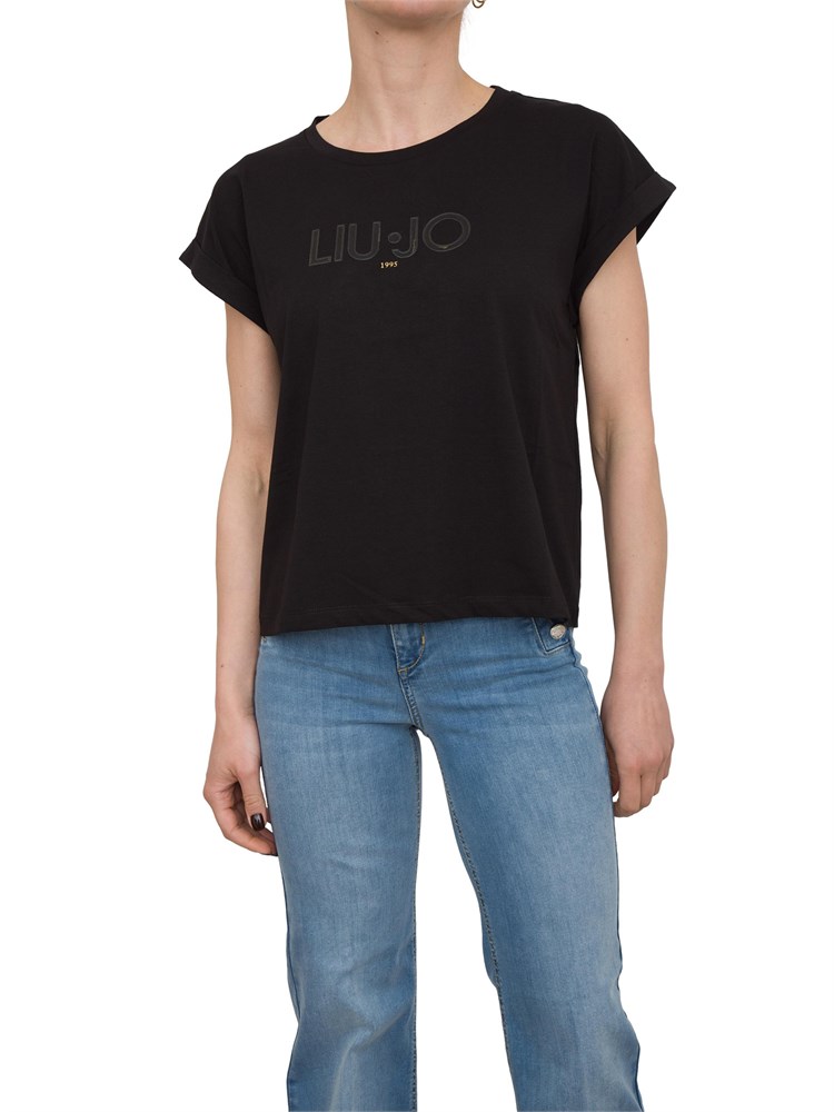 T-shirt nera Liu Jo cono logo ricamato