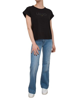 T-shirt nera Liu Jo cono logo ricamato in DONNA