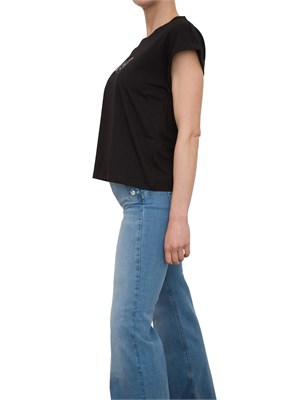T-shirt nera Liu Jo cono logo ricamato in DONNA