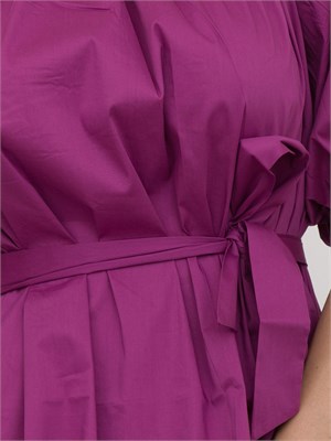 Abito corto Liu Jo in cotone viola con arricciature e spacco sulle spalle in DONNA