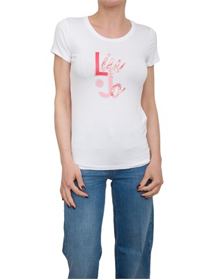 T-shirt bianca Liu Jo con stampa logo e strass in DONNA