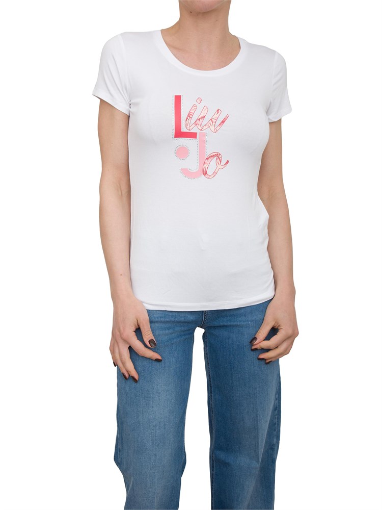 T-shirt bianca Liu Jo con stampa logo e strass
