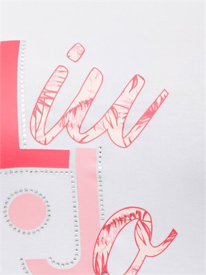 T-shirt bianca Liu Jo con stampa logo e strass in DONNA