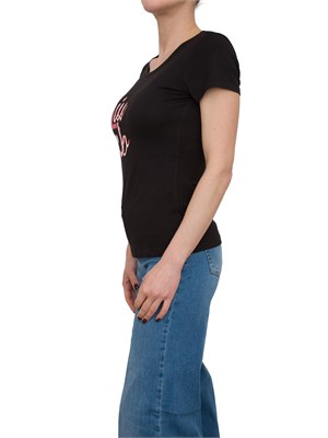 T-shirt nera Liu Jo con logo e strass in DONNA