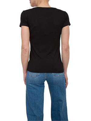 T-shirt nera Liu Jo con logo e strass in DONNA