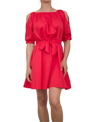Abito corto Liu Jo in cotone corallo con arricciature e spacco sulle spalle in DONNA