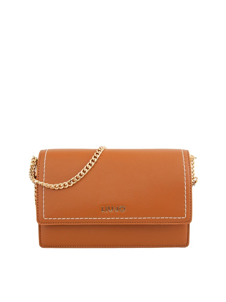 Borsa donna Liu Jo in pelle ecologica cuoio con cuciture e piccola pochette