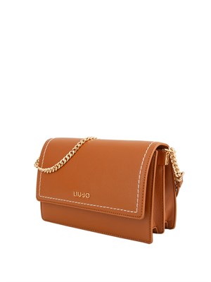 Borsa donna Liu Jo in pelle ecologica cuoio con cuciture e piccola pochette in DONNA