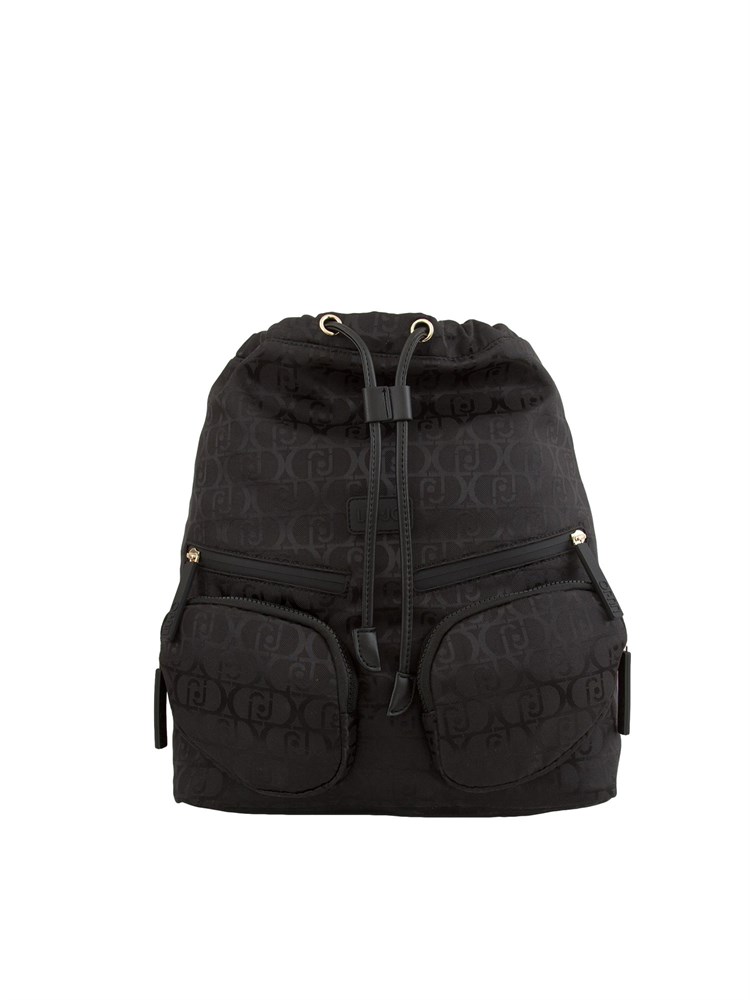 Zaino nero Liu Jo in nylon jacquard logo all over