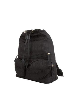 Zaino nero Liu Jo in nylon jacquard logo all over in DONNA