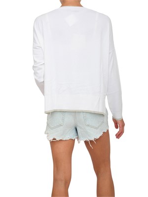 Maglia maniche lunghe Liu Jo donna in viscosa bianca con bordi lurex a contrasto in DONNA