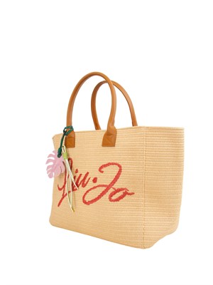 Borsa a spalla Liu Jo mare con charme flower e logo lettering ricamato in DONNA