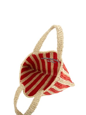 Borsa a spalla Liu Jo donna in rafia con motivo righe corallo e lettering Taormina in DONNA