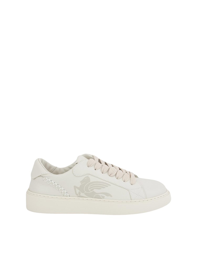Sneakers bianche Etro in pelle con logo Pegaso su lato